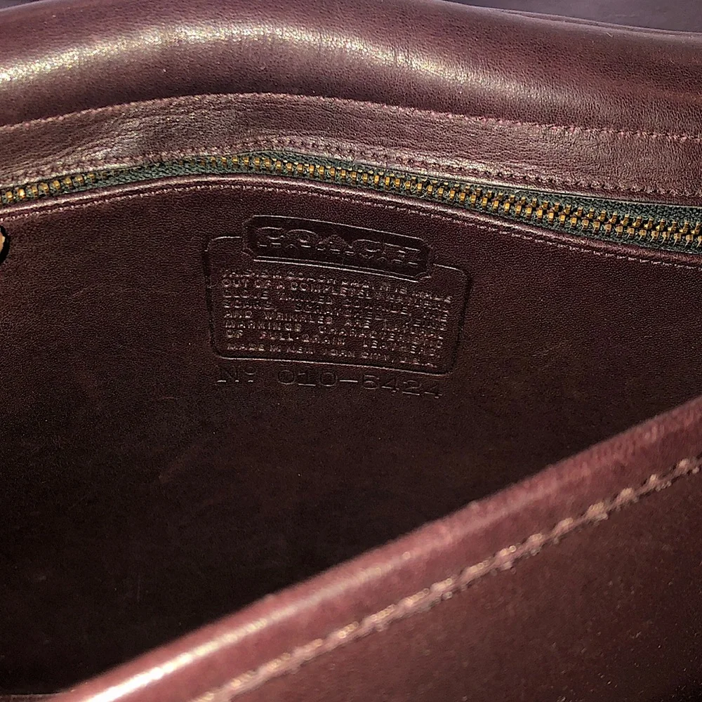 VINTAGE COACH Mahogany Leather Top Handle Turn Lock Unisex Shoulder Bag NYC COA - Picture 9 of 17